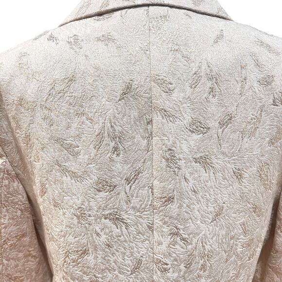 Dana Buchman Blazer Jacket Womens Size 8 Cream Metallic Gold Brocade - Picture 6 of 9